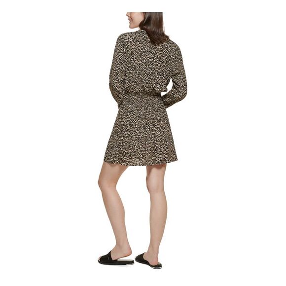 DKNY JEANS Womens Brown Pullover Unlined Cuffed Sleeve Split Dress XXS - Picture 2 of 4